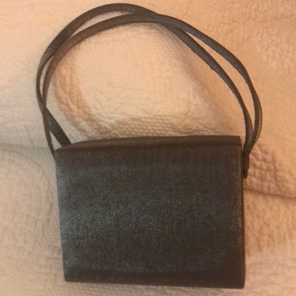 Small silver-gray handbag